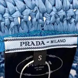 H17889 Prada blue logo letter woven hollow bucket hat hat circumference 59cm hat Prada | Accessories | H7889 Prada Blue Logo Letter Woven  main image 2